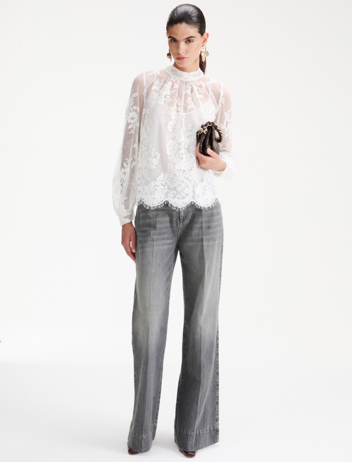 Blusa in pizzo - BIANCO LANA - Marella - 2