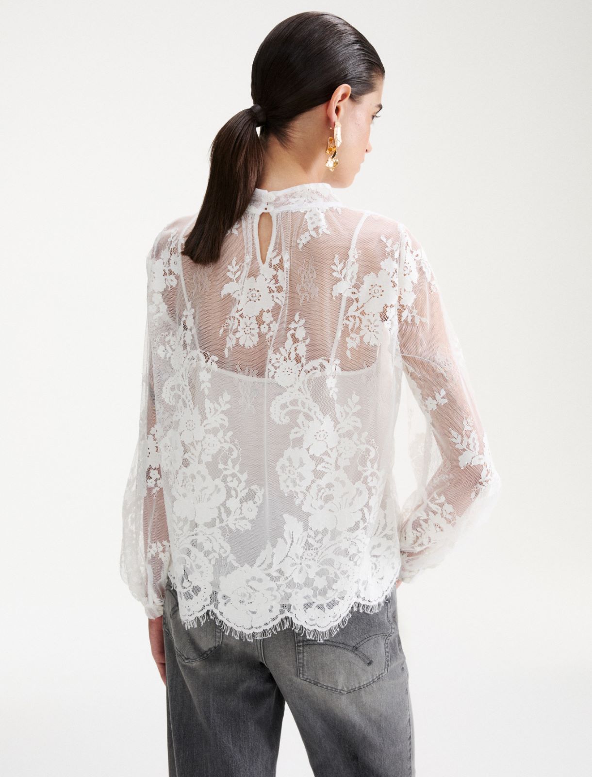 Blusa in pizzo - BIANCO LANA - Marella - 3