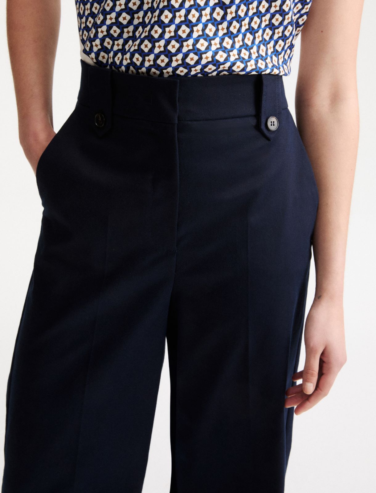 Pantalon droit à pli marqué - Bleu nuit - Marella - 5