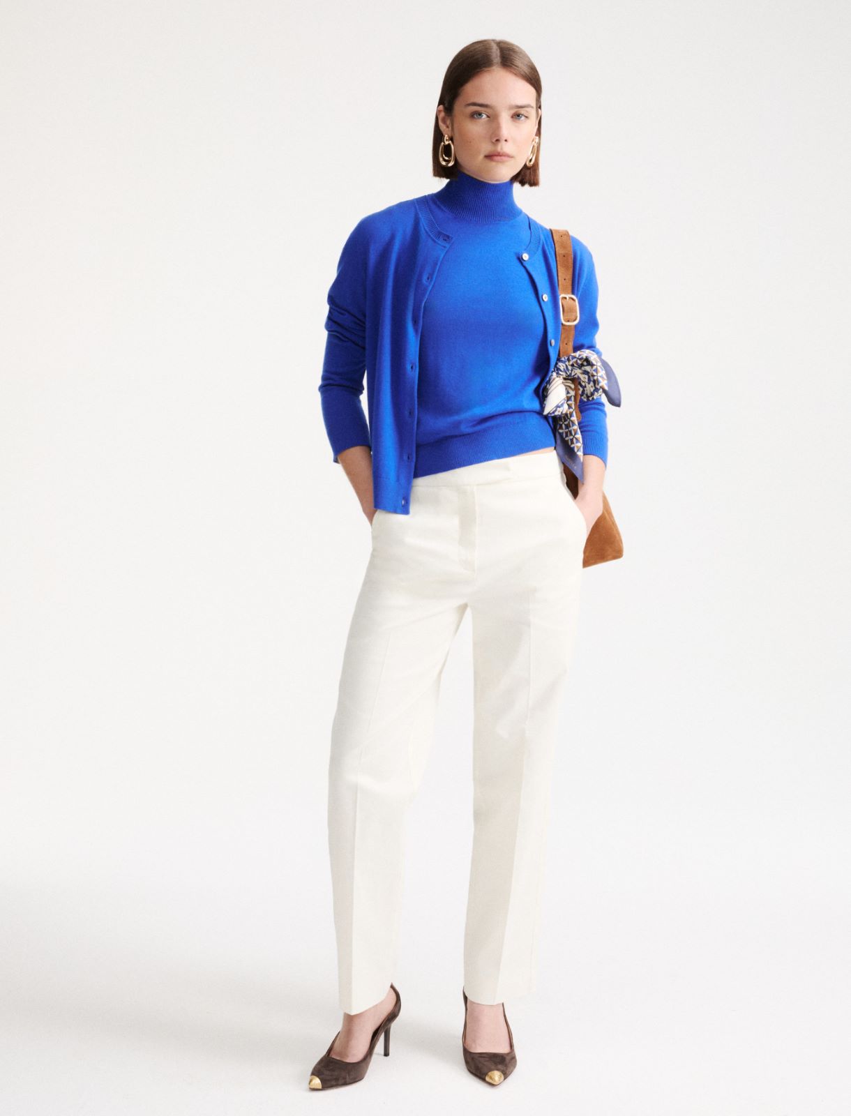 Pantalón de pitillo de mezcla de algodón - Blanco - Marella - 2