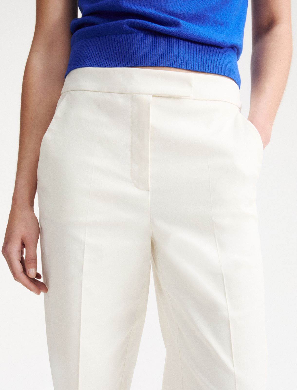 Pantalón de pitillo de mezcla de algodón - Blanco - Marella - 5
