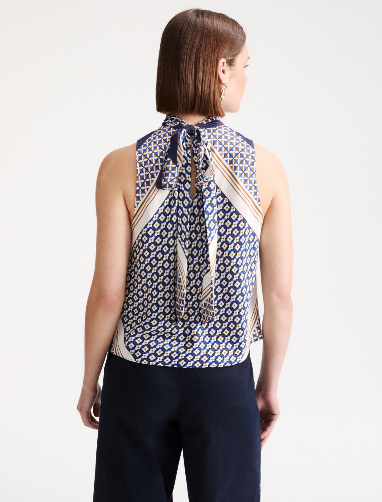 Haut asymétrique en sergé de viscose - Bleu royale - Marella - 3