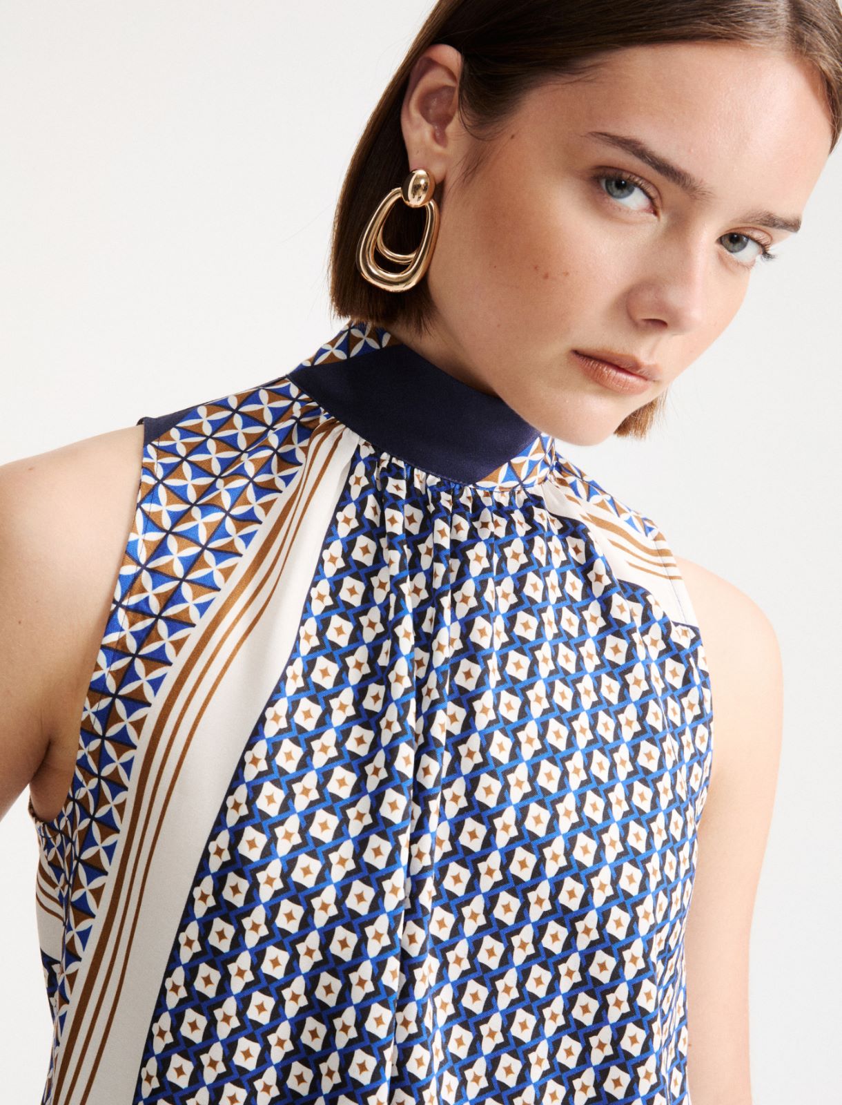 Haut asymétrique en sergé de viscose - Bleu royale - Marella - 5