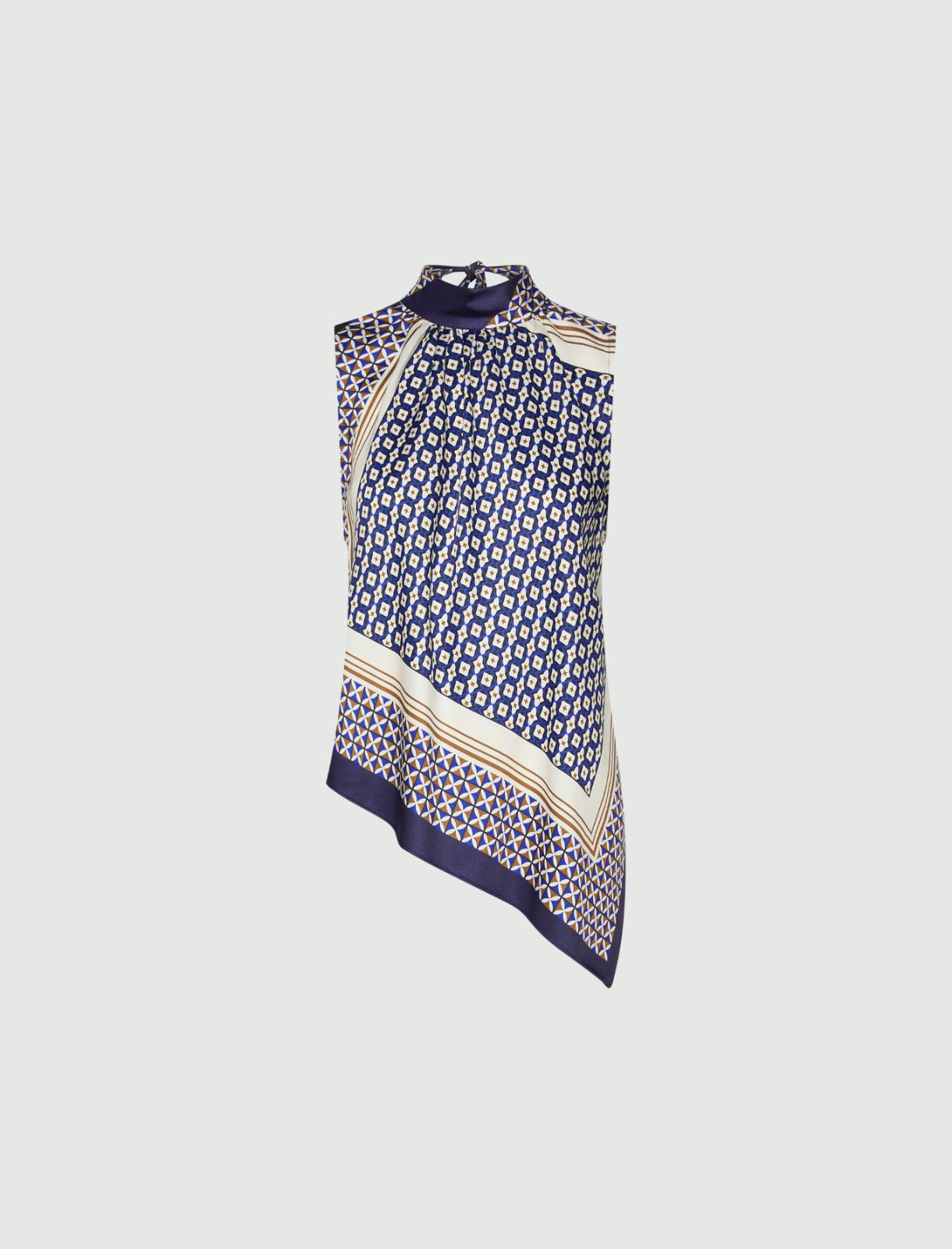 Haut asymétrique en sergé de viscose - Bleu royale - Marella