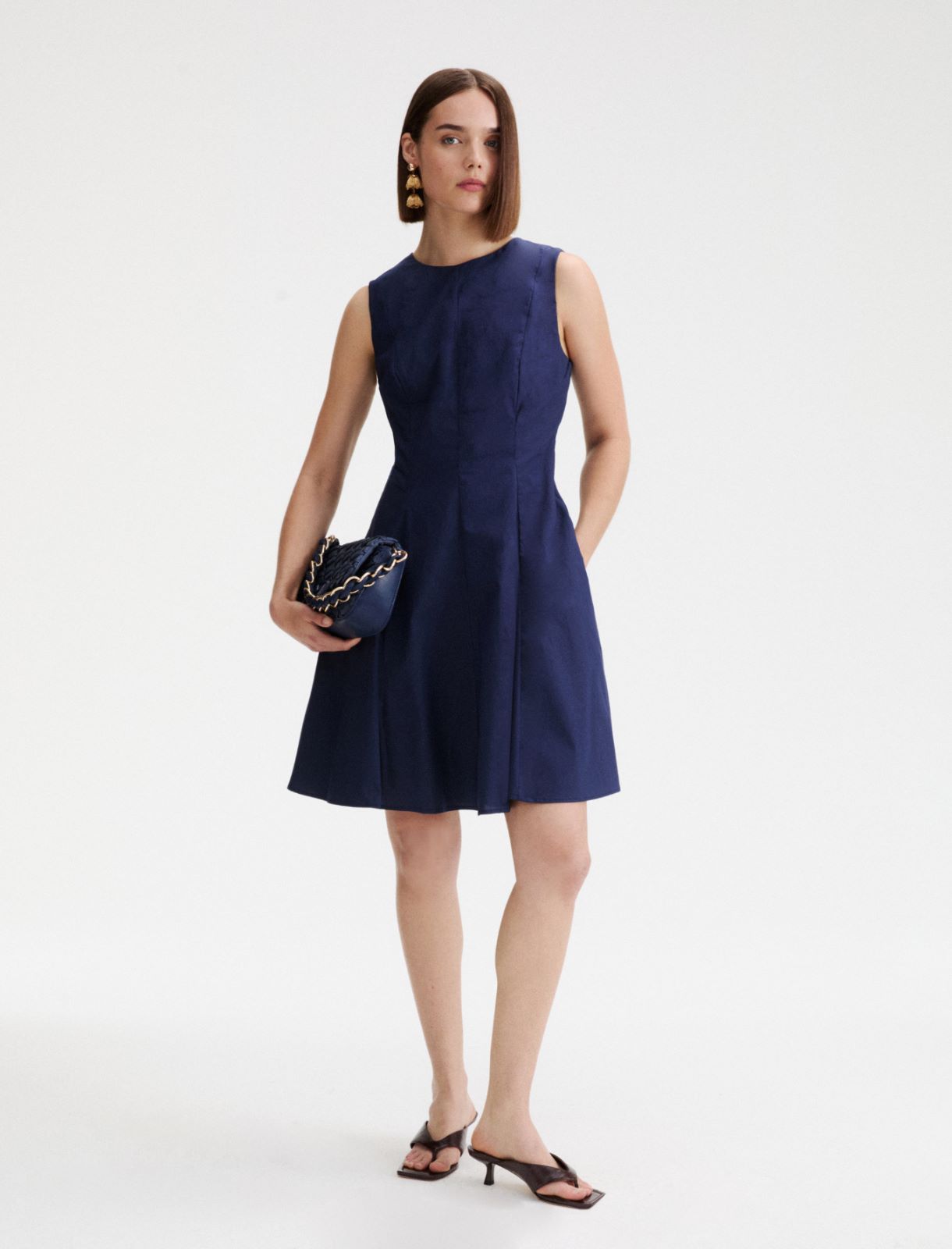 Kleid im Fit-and-Flare-Schnitt aus Popeline - BLAU - Marella - 2