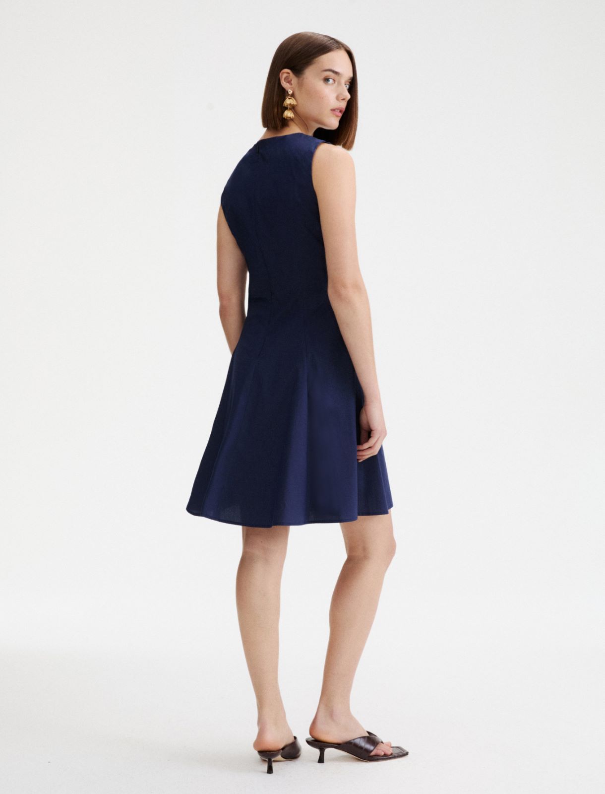 Kleid im Fit-and-Flare-Schnitt aus Popeline - BLAU - Marella - 3