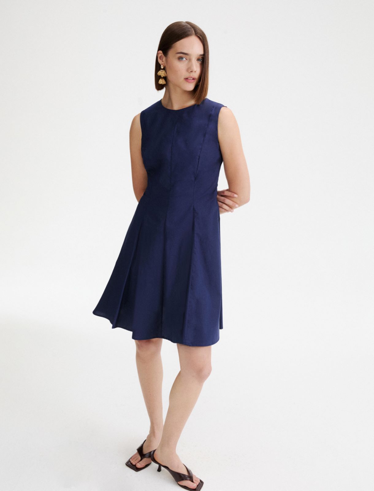 Kleid im Fit-and-Flare-Schnitt aus Popeline - BLAU - Marella - 4