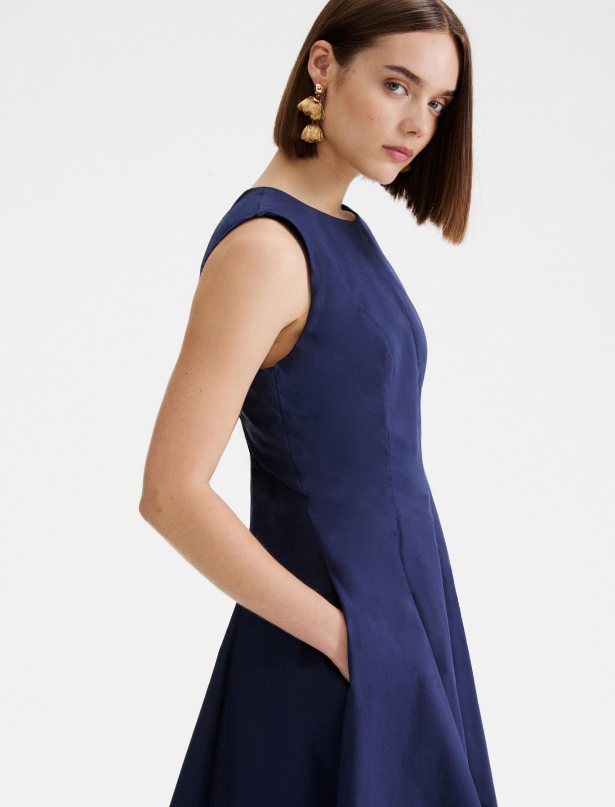 Kleid im Fit-and-Flare-Schnitt aus Popeline - BLAU - Marella - 5