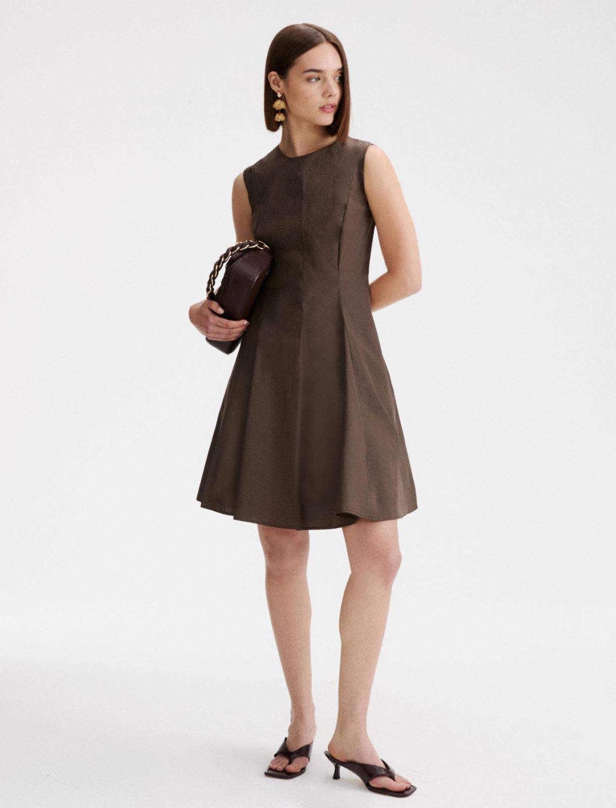Kleid im Fit-and-Flare-Schnitt aus Popeline - BRAUN - Marella - 2