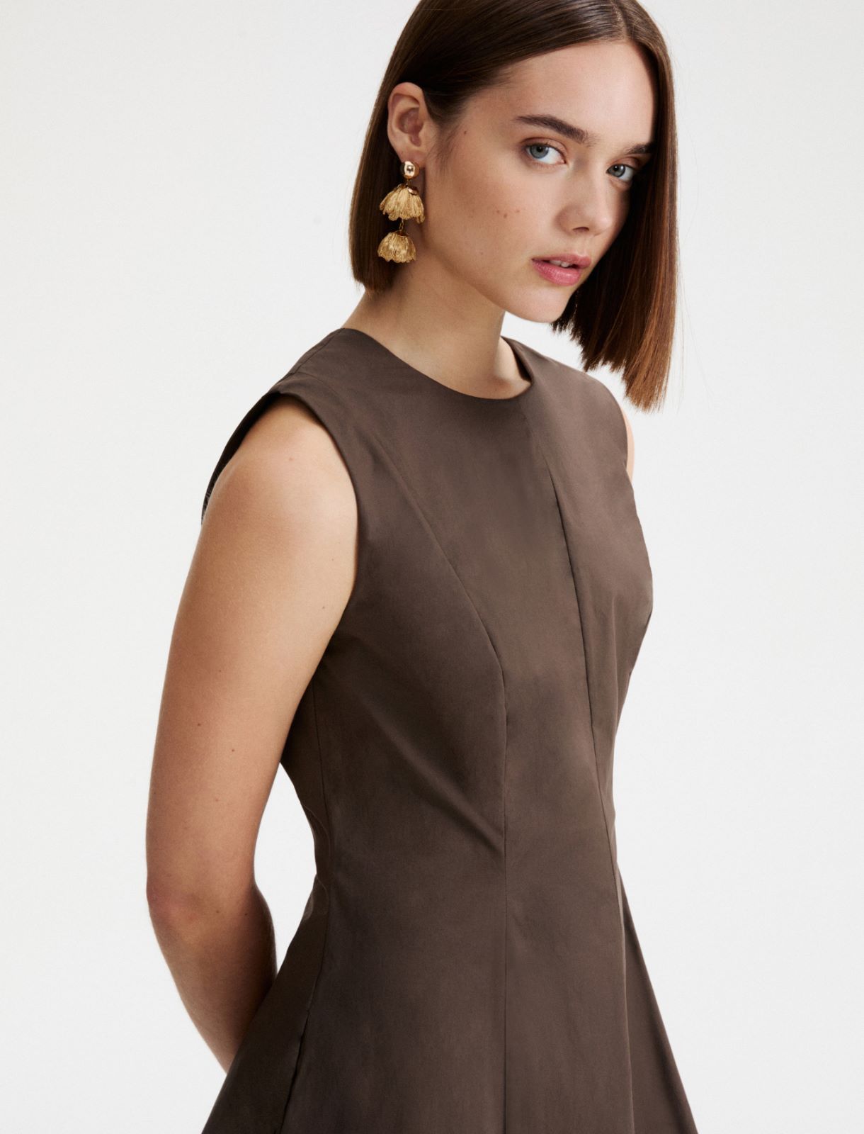 Kleid im Fit-and-Flare-Schnitt aus Popeline - BRAUN - Marella - 5
