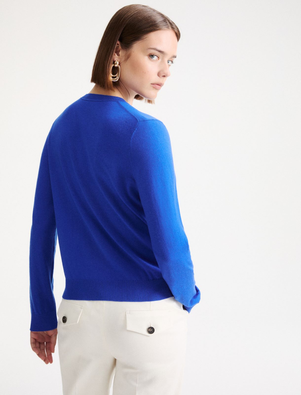 Cárdigan de lana merina extrafina - Azul fuerte - Marella - 3