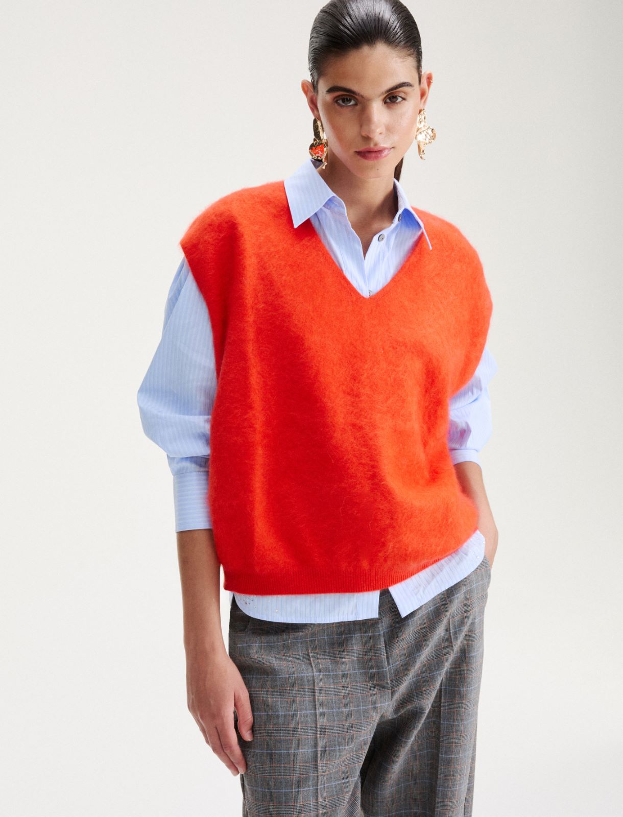 Gilet boxy in merino extrafine - ARANCIO - Marella - 4