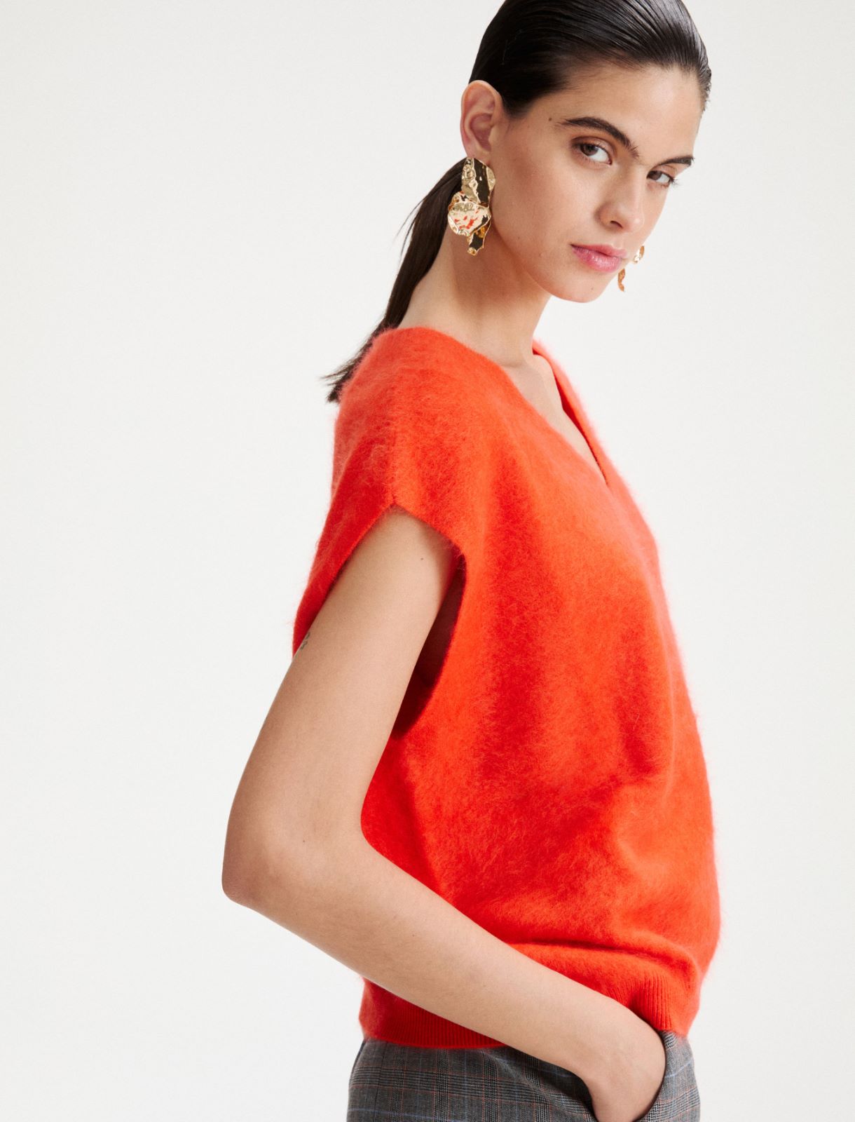 Gilet boxy in merino extrafine - ARANCIO - Marella - 5