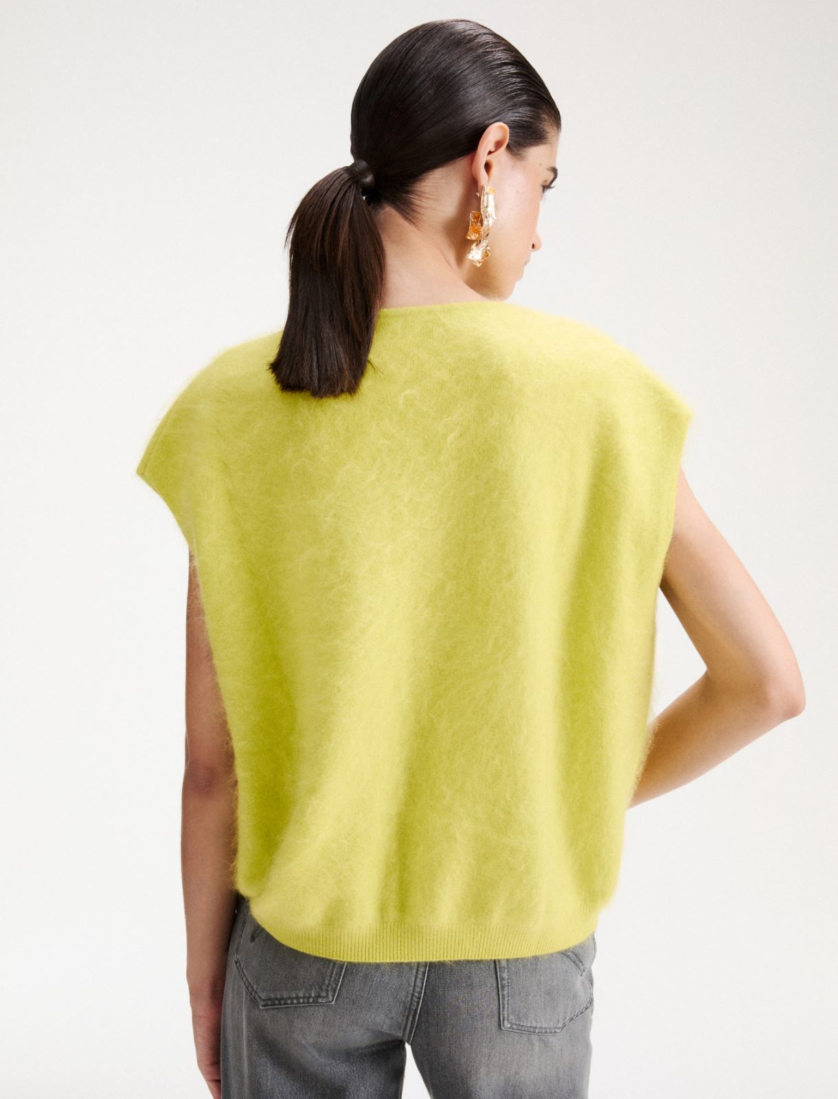 Gilet boxy in merino extrafine - LIME - Marella - 3