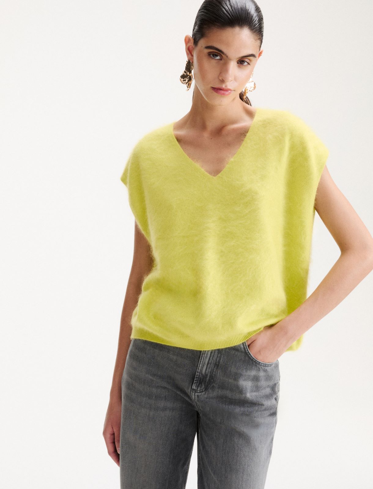Gilet boxy in merino extrafine - LIME - Marella - 4