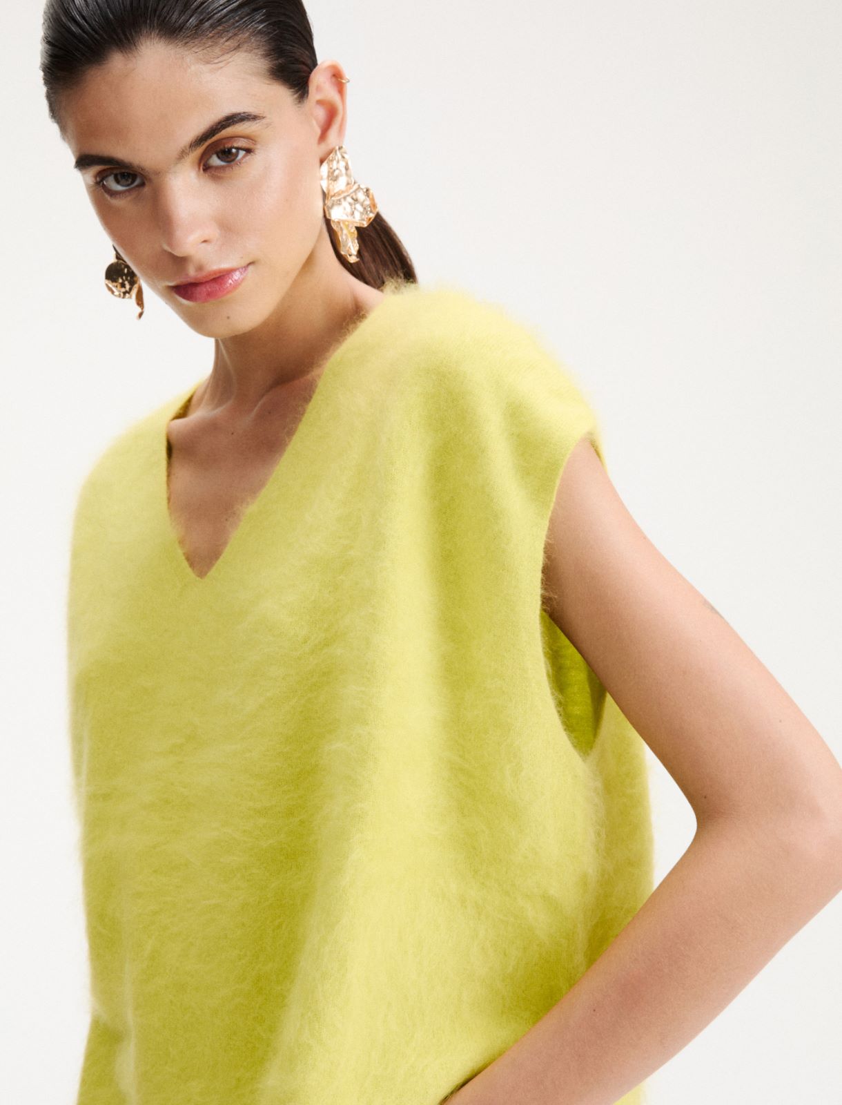 Gilet boxy in merino extrafine - LIME - Marella - 6