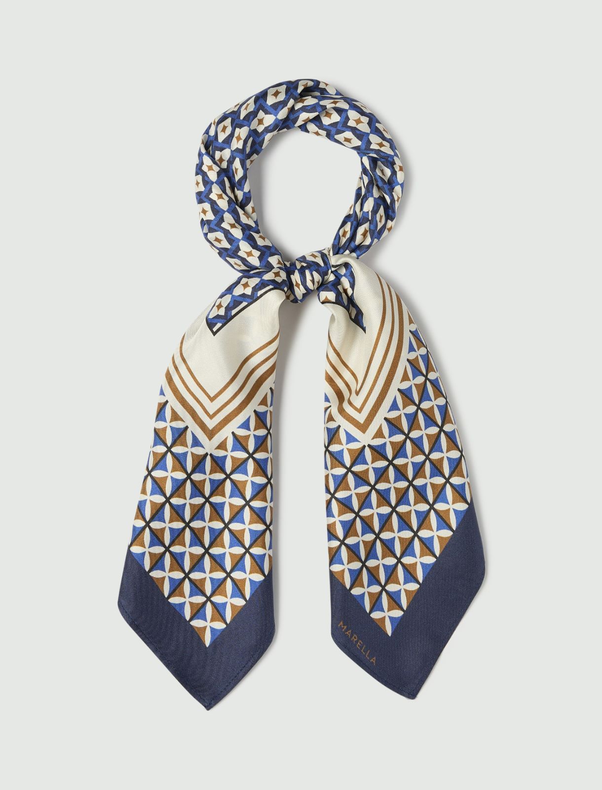 Fular de sarga de seda - Azul royal - Marella