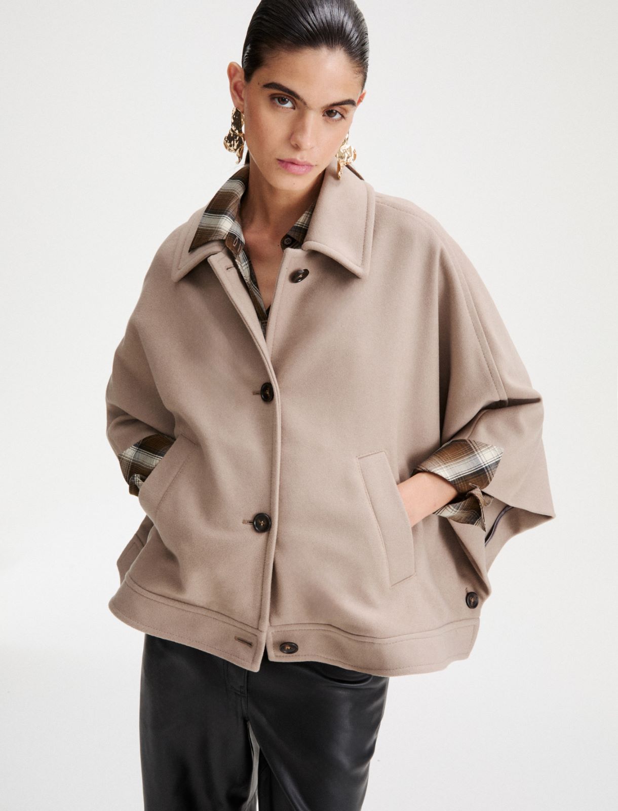 Tech wool cape - HAZELNUT BROWN - Marella - 4