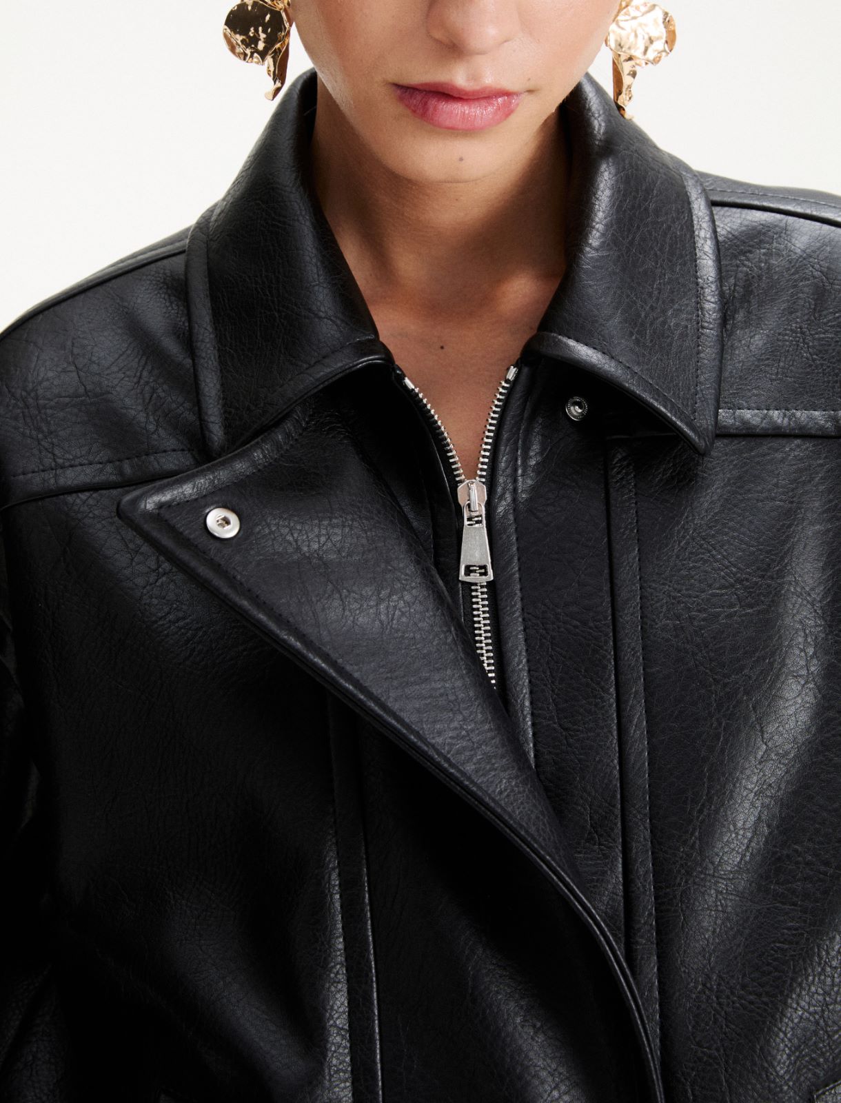 Coated jersey bomber jacket - BLACK - Marella - 5
