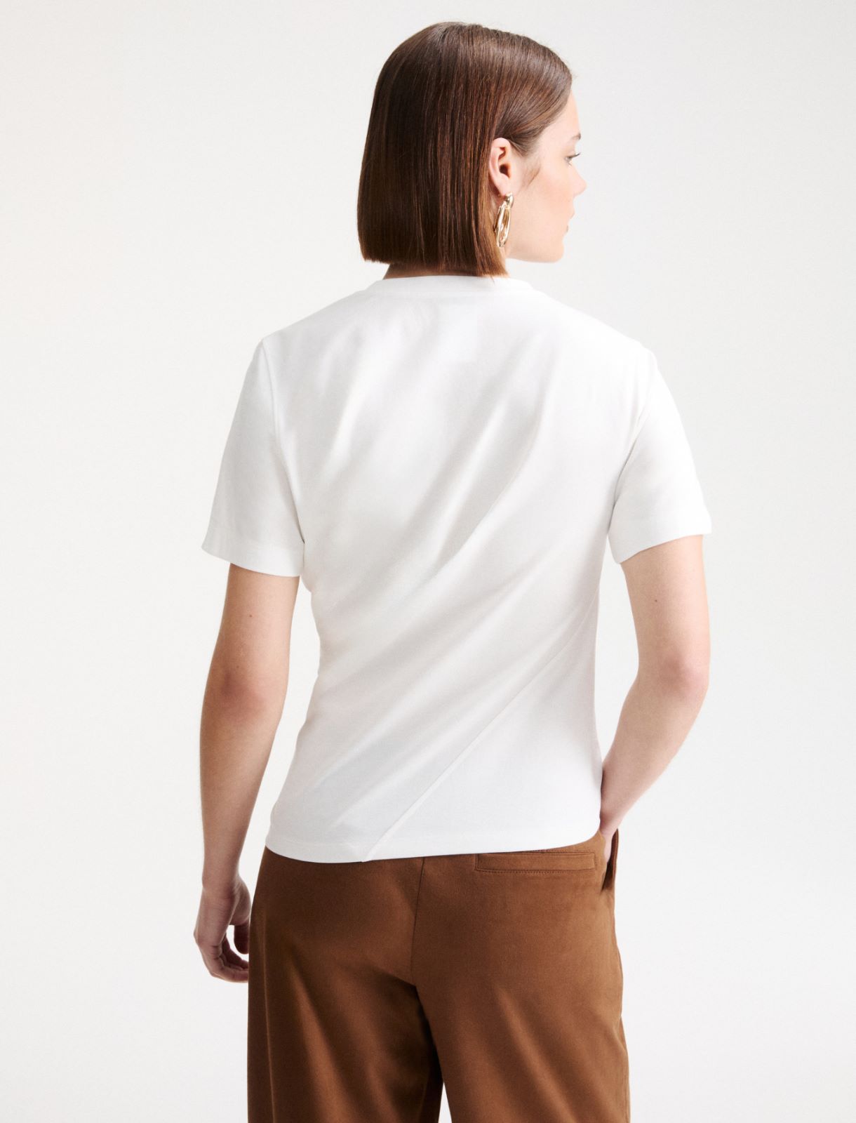 Camiseta de punto elástico de viscosa - Blanco - Marella - 3