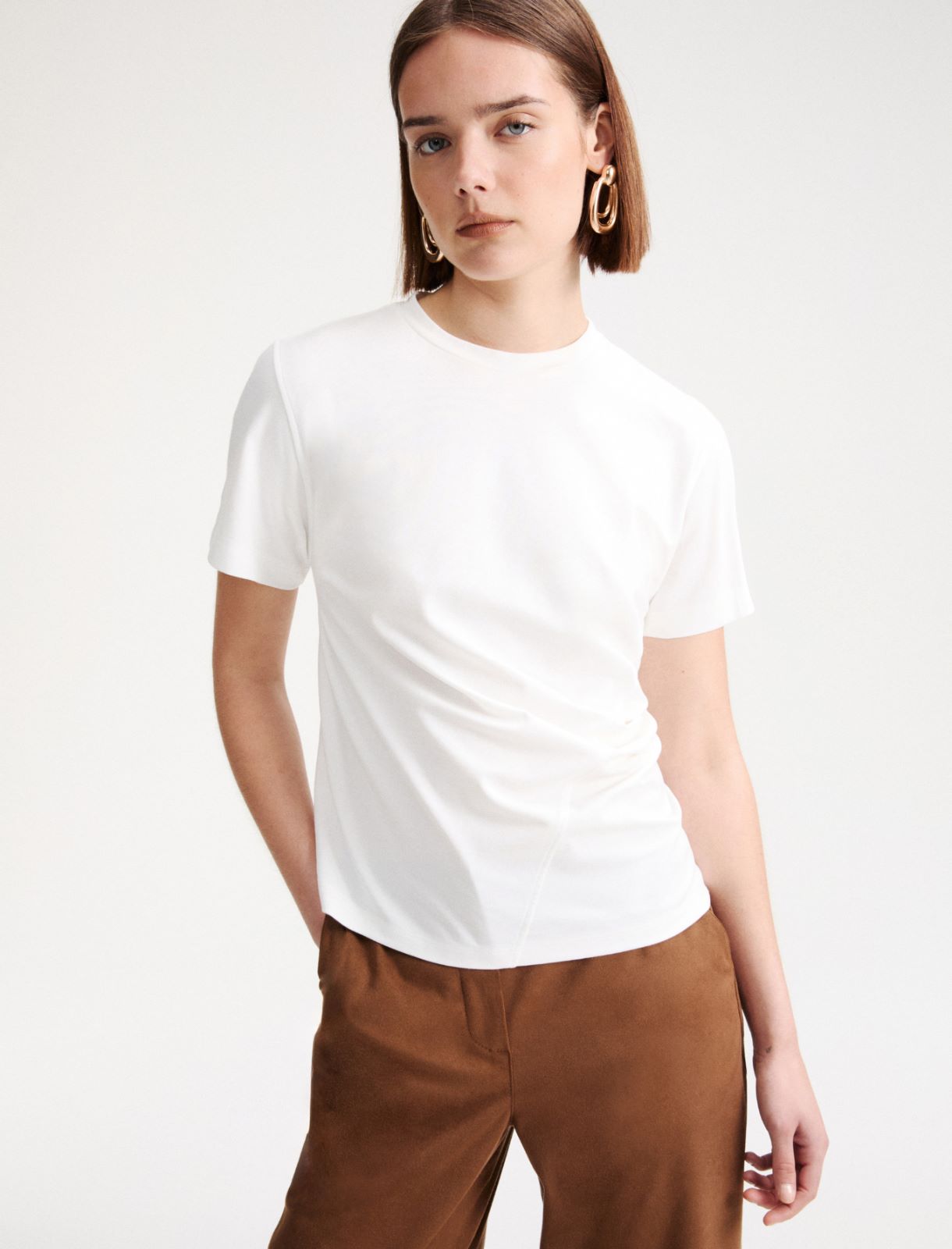 Camiseta de punto elástico de viscosa - Blanco - Marella - 4