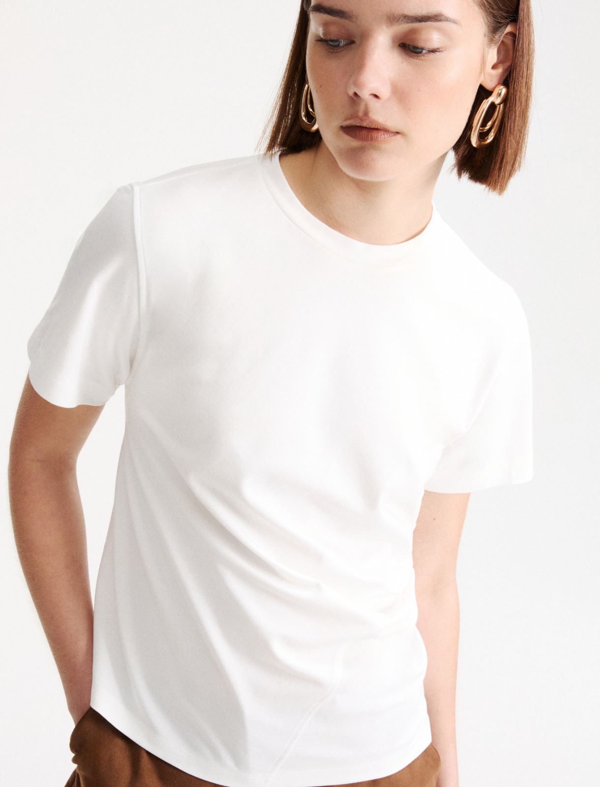 Camiseta de punto elástico de viscosa - Blanco - Marella - 5