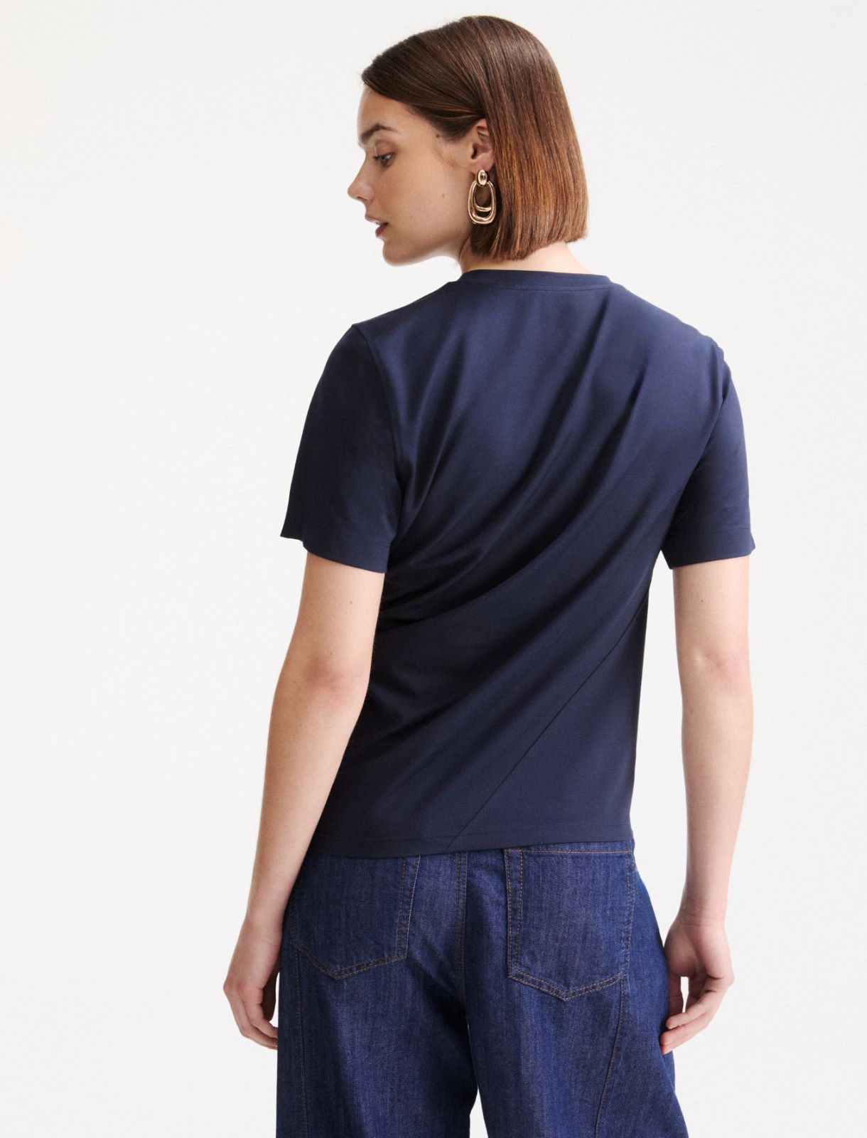 Camiseta de punto elástico de viscosa - Azul noche - Marella - 3