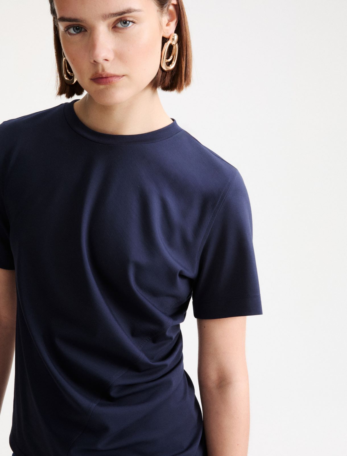 Camiseta de punto elástico de viscosa - Azul noche - Marella - 5
