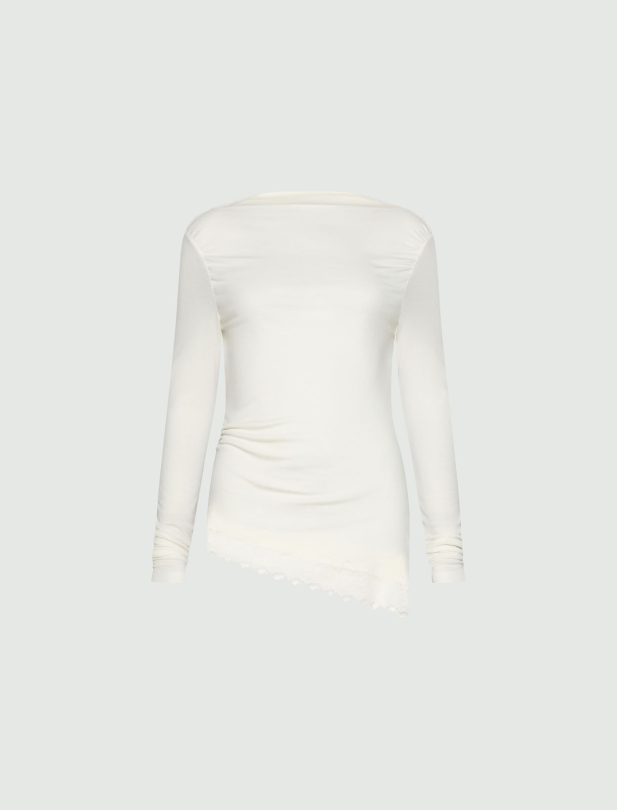Asymmetric jersey T-shirt - WOOL WHITE - Marella