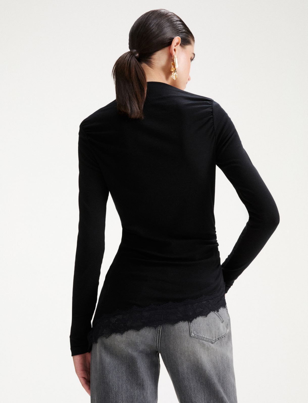 Asymmetric jersey T-shirt - BLACK - Marella - 3