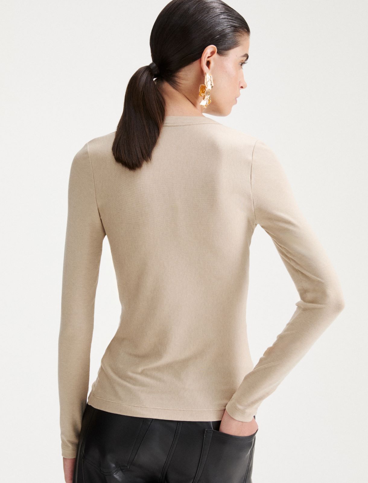 T-shirt aderente in jersey di misto lana - NATURALE - Marella - 3