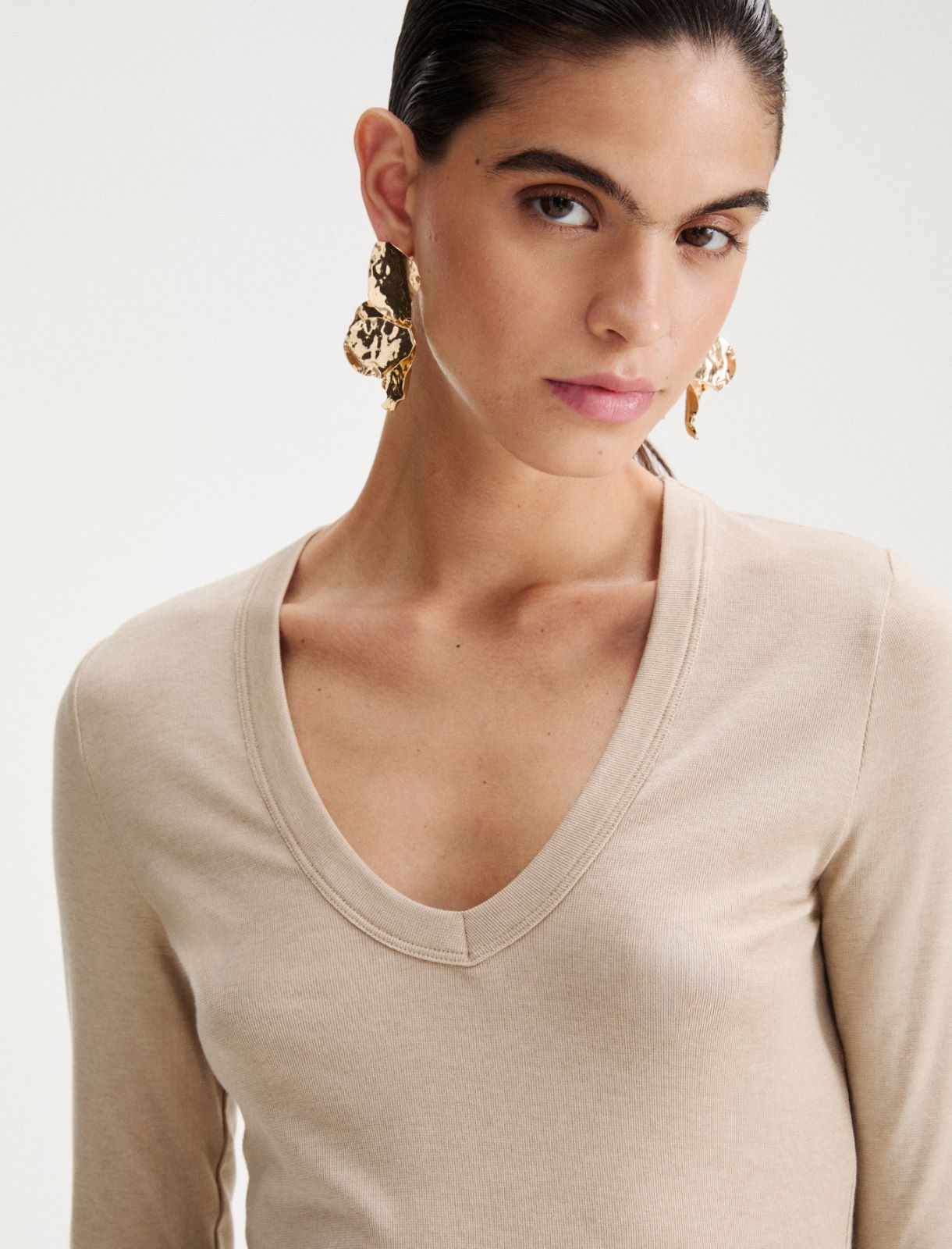 T-shirt aderente in jersey di misto lana - NATURALE - Marella - 5