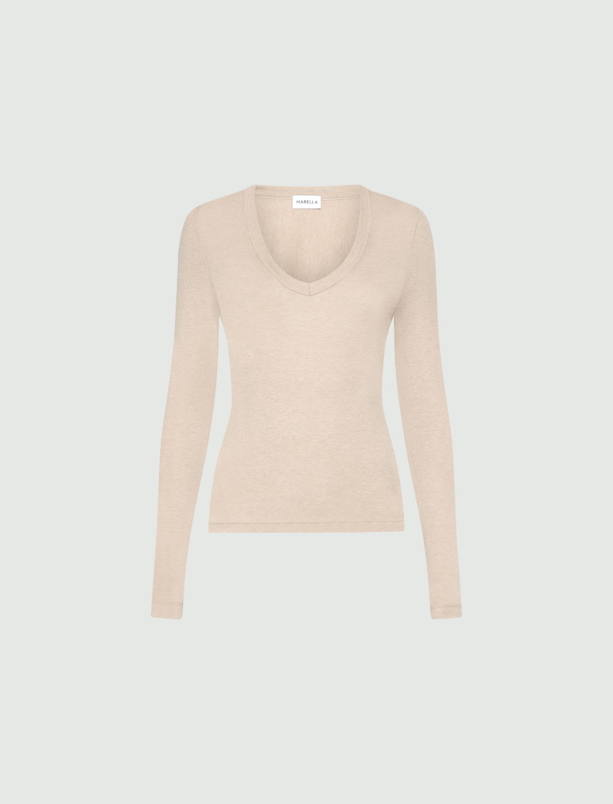 T-shirt aderente in jersey di misto lana - NATURALE - Marella