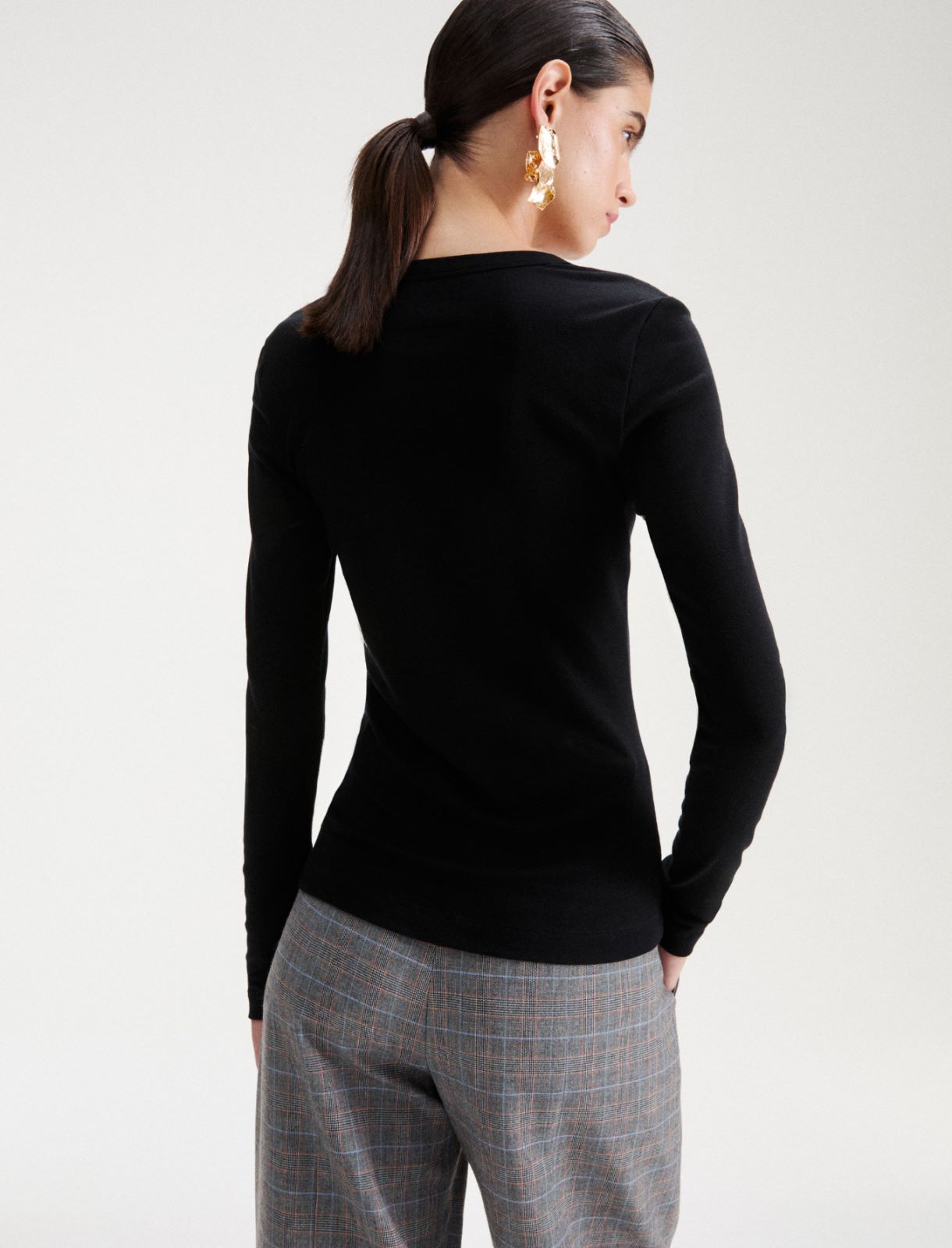 T-shirt aderente in jersey di misto lana - NERO - Marella - 3