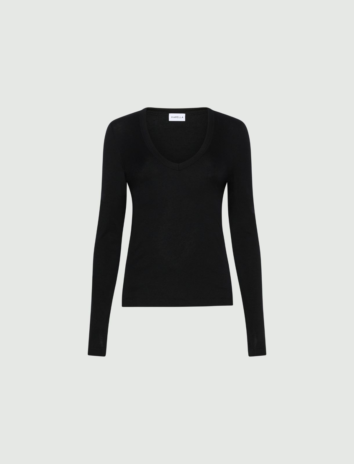 T-shirt aderente in jersey di misto lana - NERO - Marella
